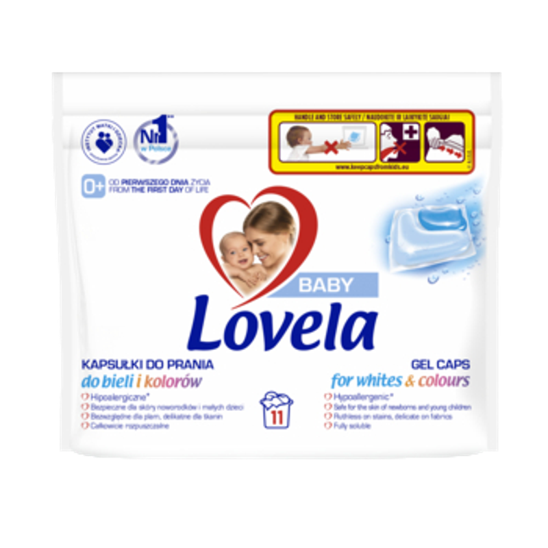 LOVELA kapsułki do prania bieli i kolorów, ubranek niemowlęcych i dziecięcych - 11 szt .